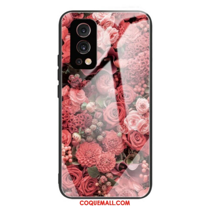 Coque OnePlus Nord 2 5G Verre trempé Fleurs Roses