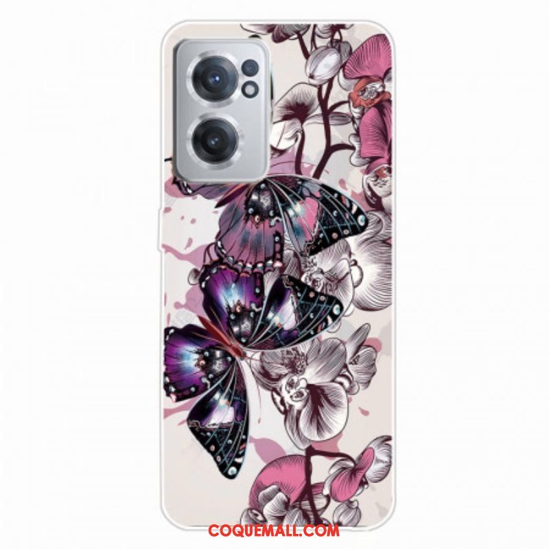 Coque OnePlus Nord CE 2 5G Papillons Mauve