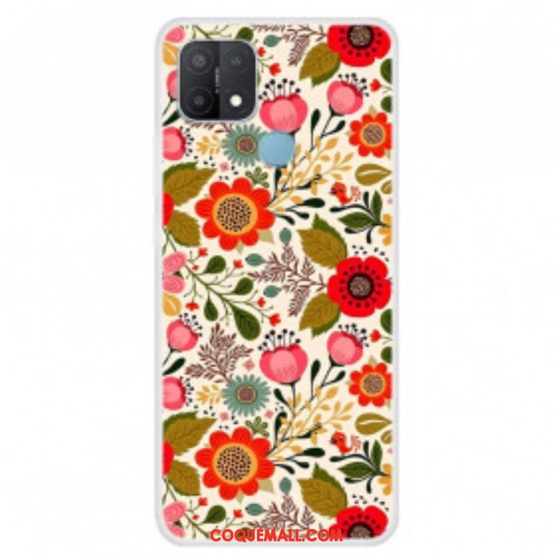 Coque Oppo A15 Tapisserie Fleurie