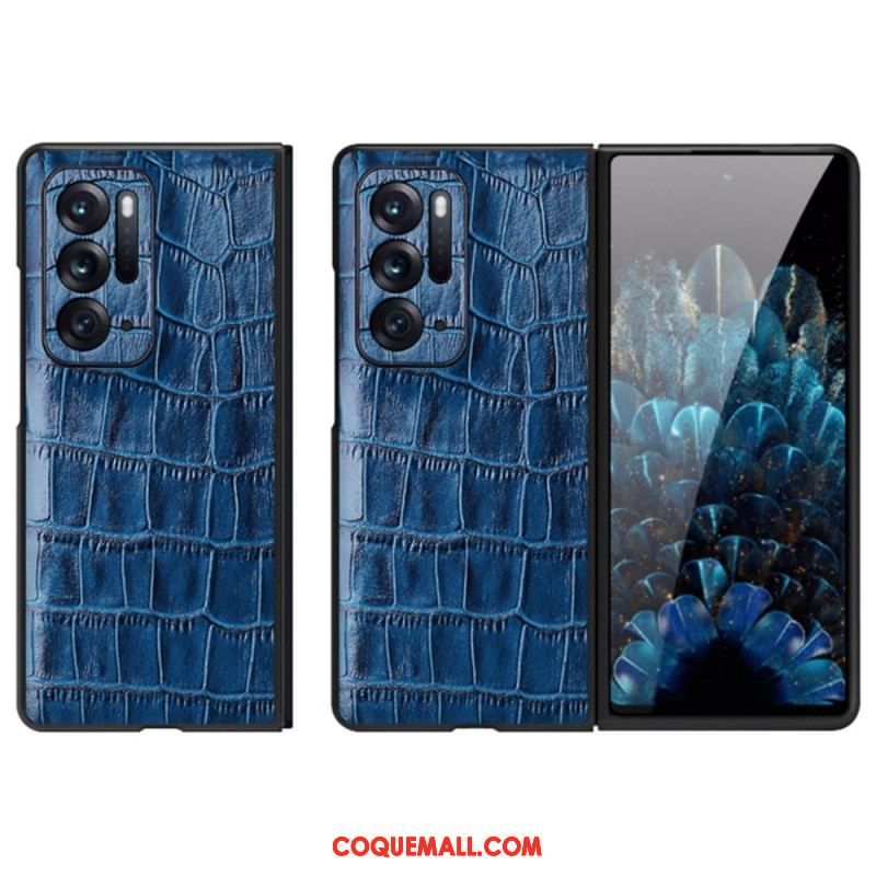 Coque Oppo Find N Cuir Véritable Cuir Texture Crocodile