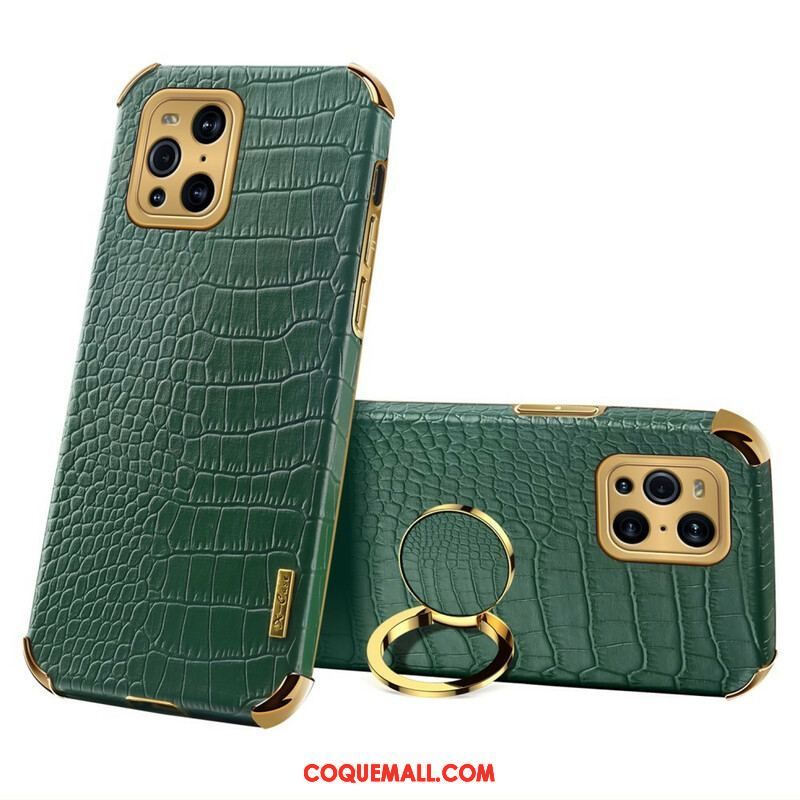 Coque Oppo Find X3 / X3 Pro X-CASE Effet Peau Crocodile