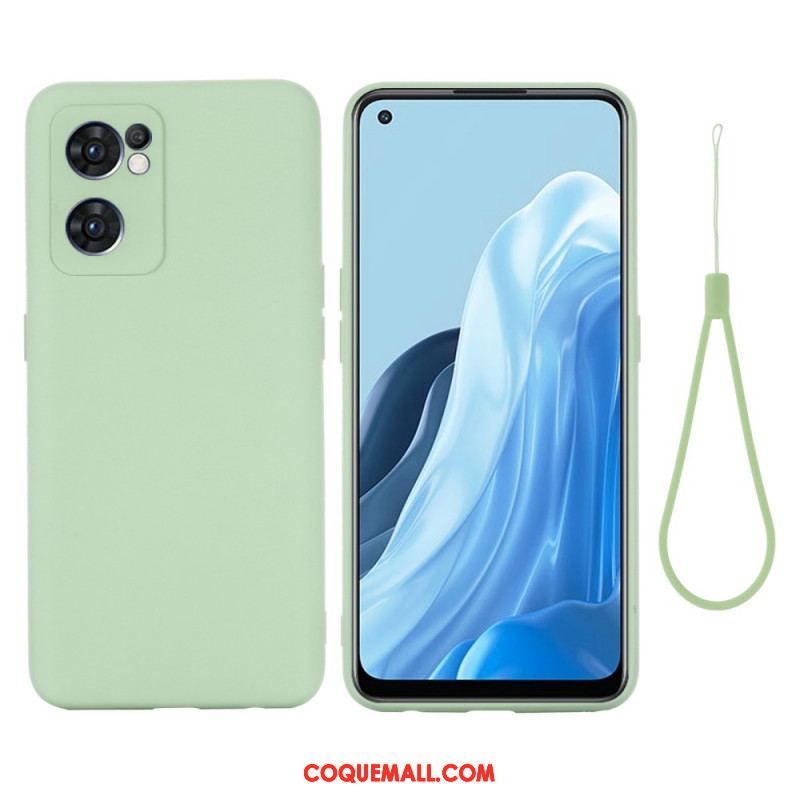 Coque Oppo Find X5 Lite 5G Silicone Liquide avec Lanière