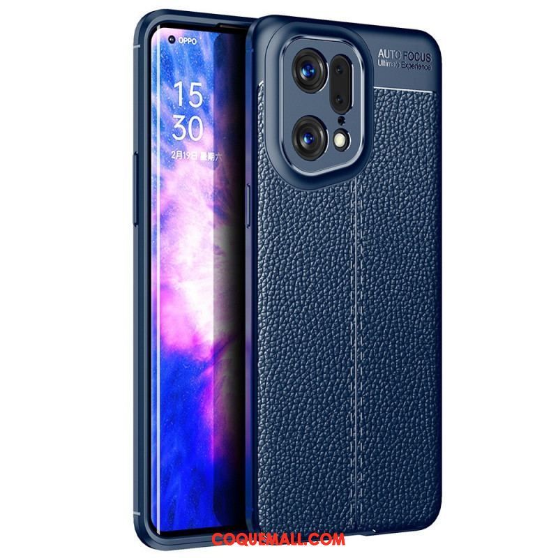 Coque Oppo Find X5 Pro Effet Cuir Litchi Double Line