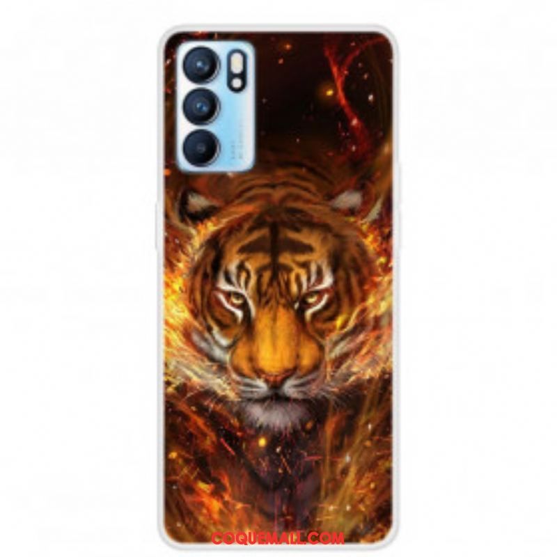 Coque Oppo Reno 6 5G Flexible Tigre