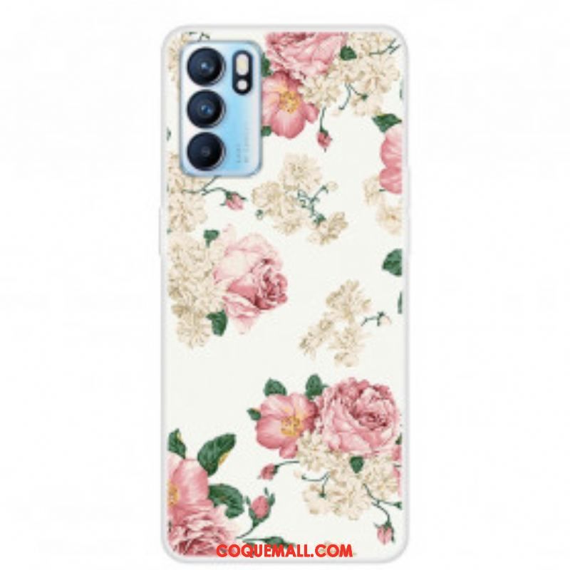 Coque Oppo Reno 6 5G Transparente Fleurs Liberty