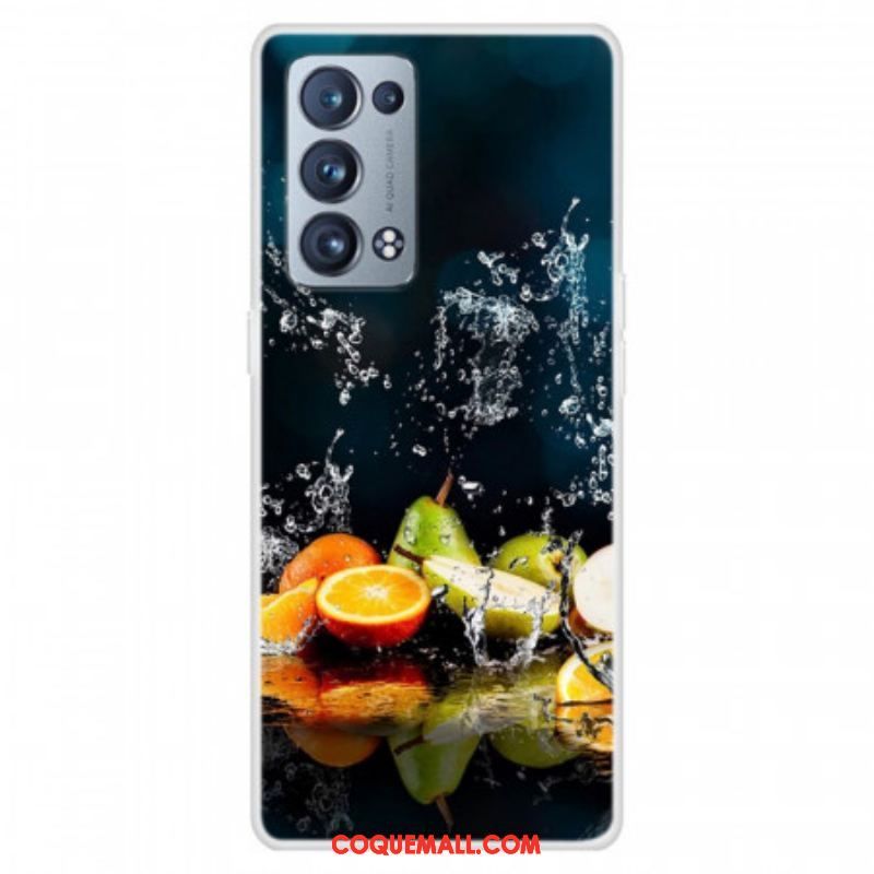 Coque Oppo Reno 6 Pro 5G Trompe l'Oeil Fruits et Eau