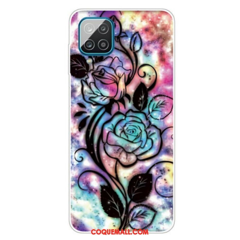 Coque Samsung Galaxy A12 / M12 Fleur Graphique