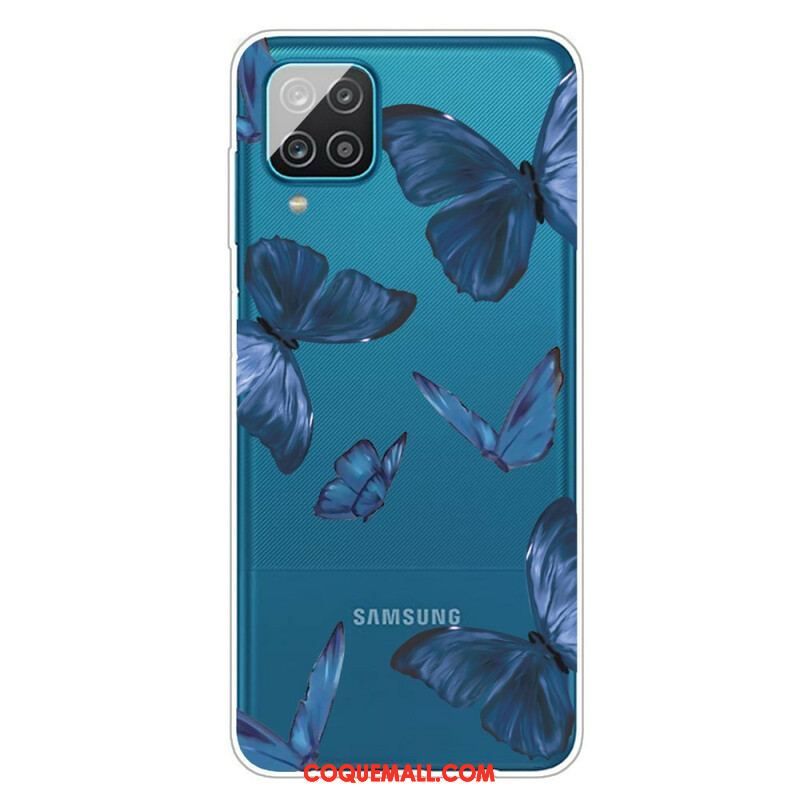 Coque Samsung Galaxy A12 / M12 Papillons Sauvages