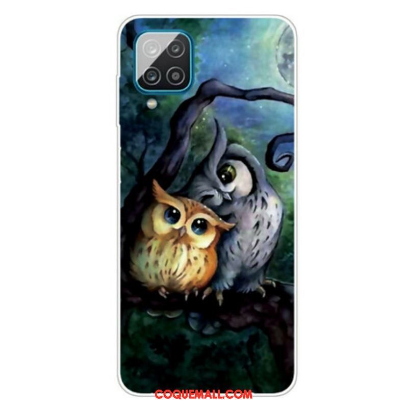 Coque Samsung Galaxy A12 / M12 Peinture Hiboux