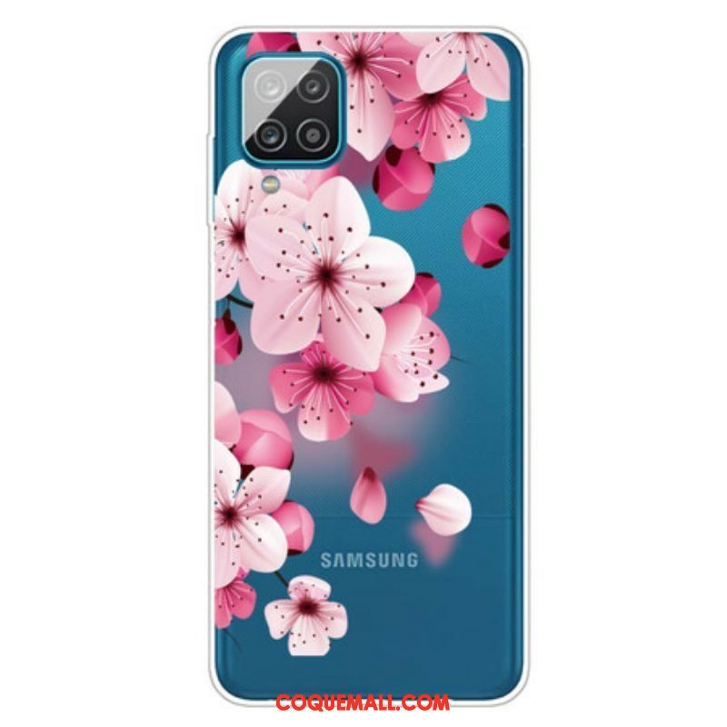 Coque Samsung Galaxy A12 / M12 Petites Fleurs Roses