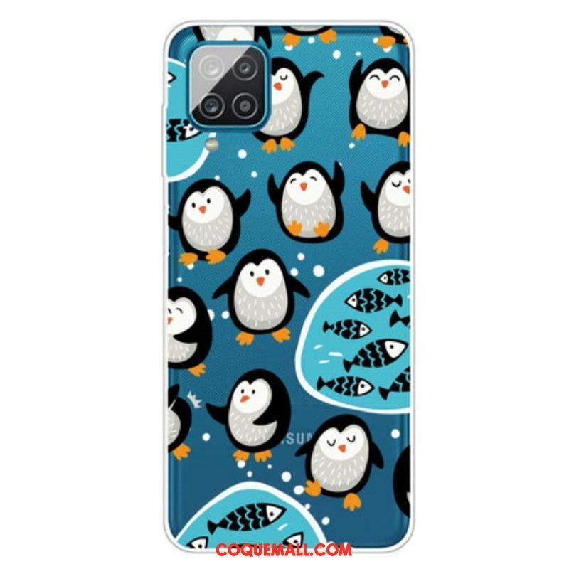 Coque Samsung Galaxy A12 / M12 Pingouins et Poissons