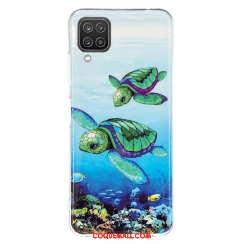 Coque Samsung Galaxy A12 / M12 Tortues Fluorescente