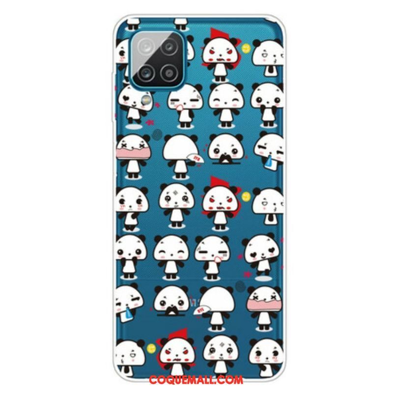 Coque Samsung Galaxy A12 / M12 Transparente Funny Pandas