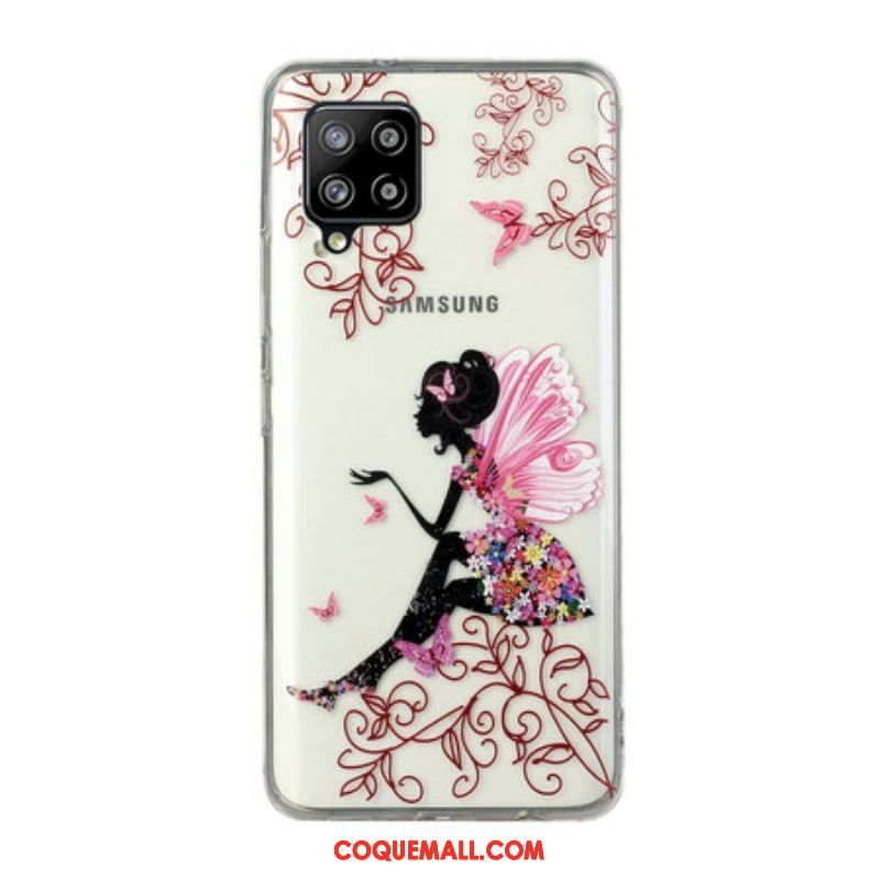 Coque Samsung Galaxy A12 / M12 Transparente Fée Fleurie