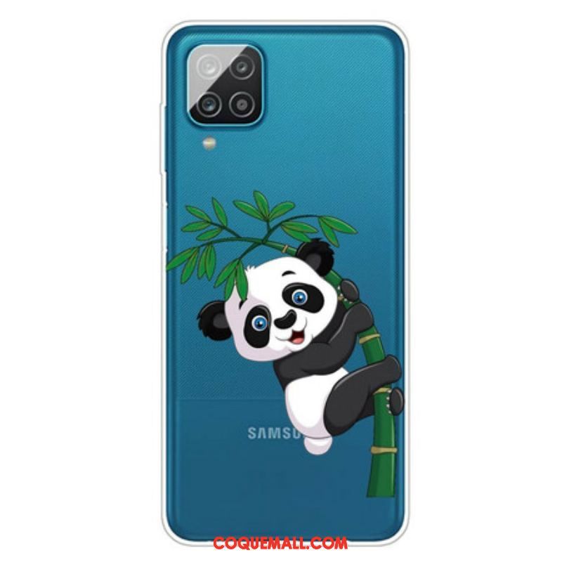 Coque Samsung Galaxy A12 / M12 Transparente Panda Sur Le Bambou