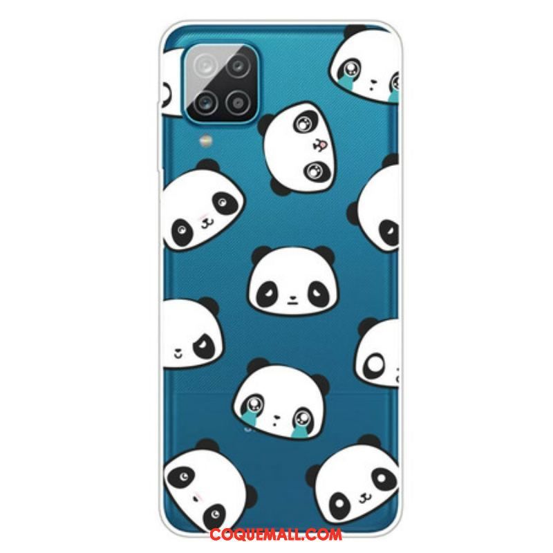 Coque Samsung Galaxy A12 / M12 Transparente Pandas Sentimentaux