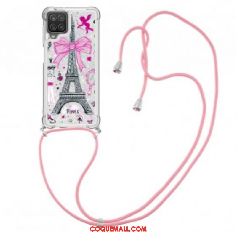 Coque Samsung Galaxy A12 / M12 à Cordon Tour Eiffel