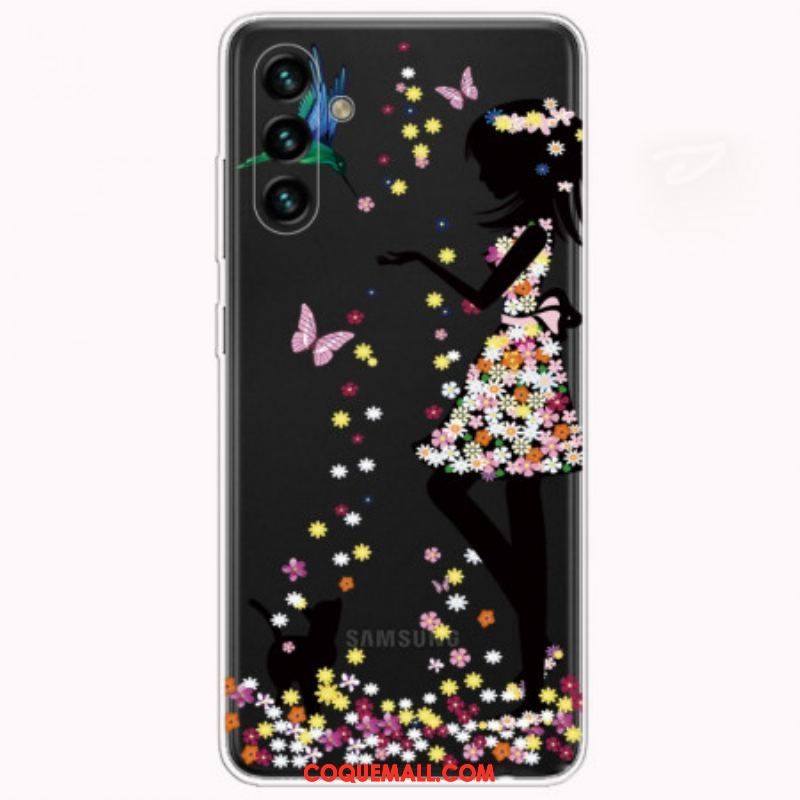 Coque Samsung Galaxy A13 5G / A04s Jolie Tête Fleurie