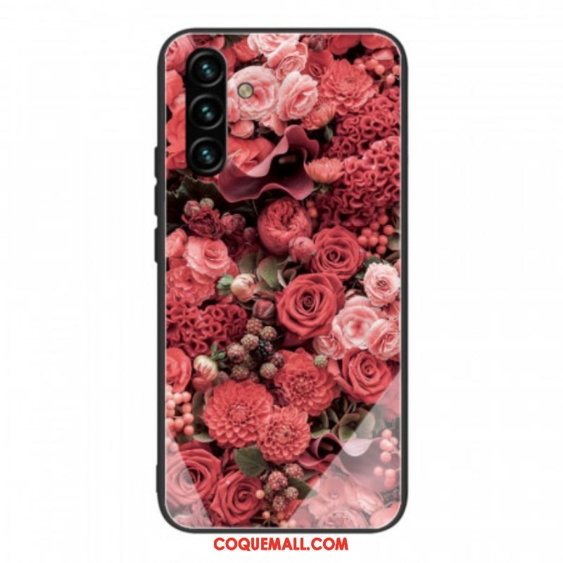 Coque Samsung Galaxy A13 5G / A04s Verre trempé Fleurs Roses