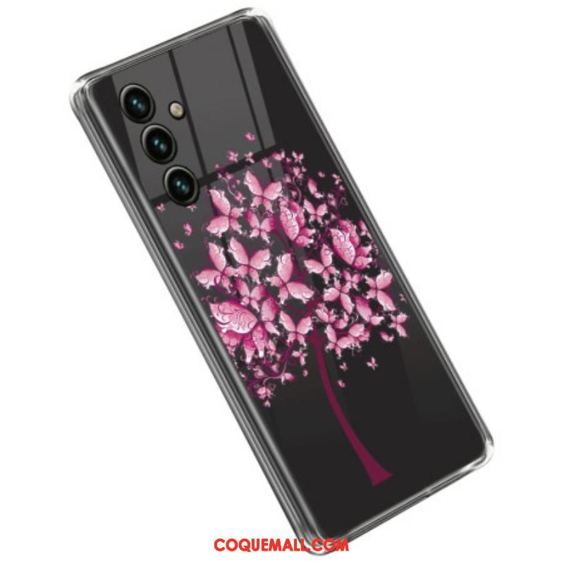 Coque Samsung Galaxy A14 5G / A14 Transparente Arbre Rose