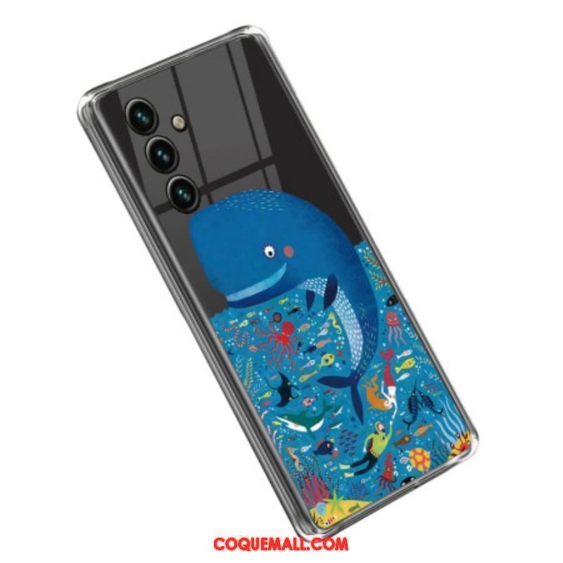 Coque Samsung Galaxy A14 5G / A14 Transparente Baleine Colorée