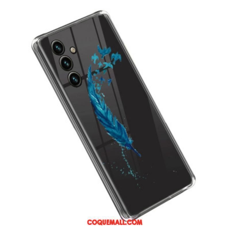 Coque Samsung Galaxy A14 5G / A14 Transparente Plume Bleue