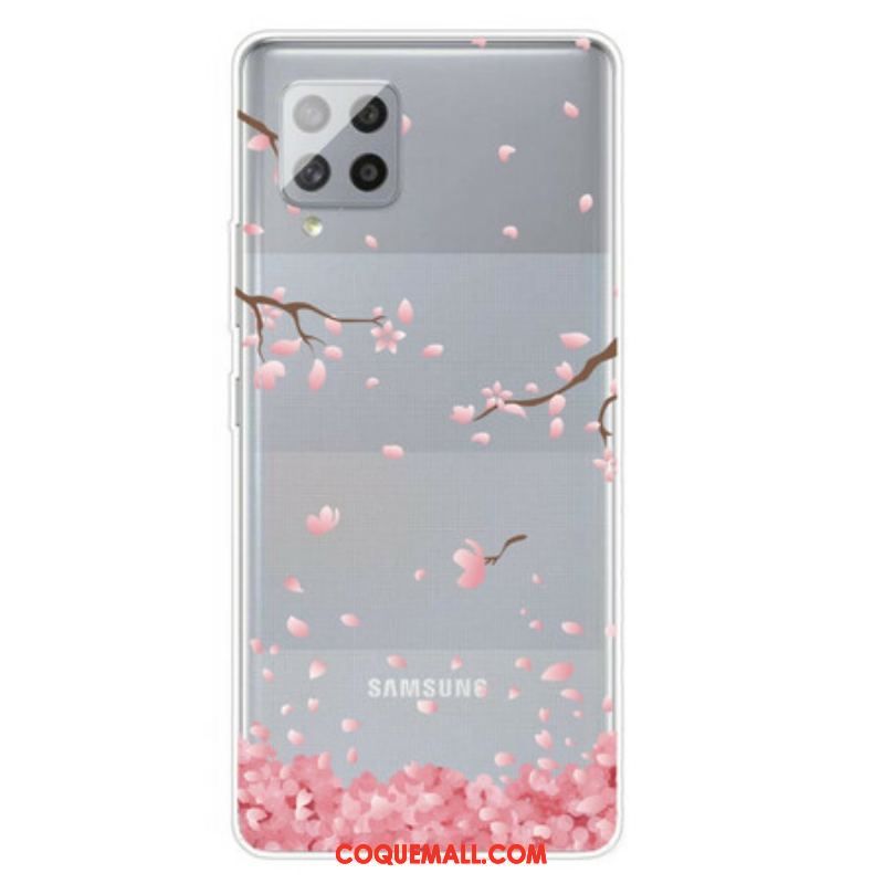 Coque Samsung Galaxy A42 5G Branches à Fleurs