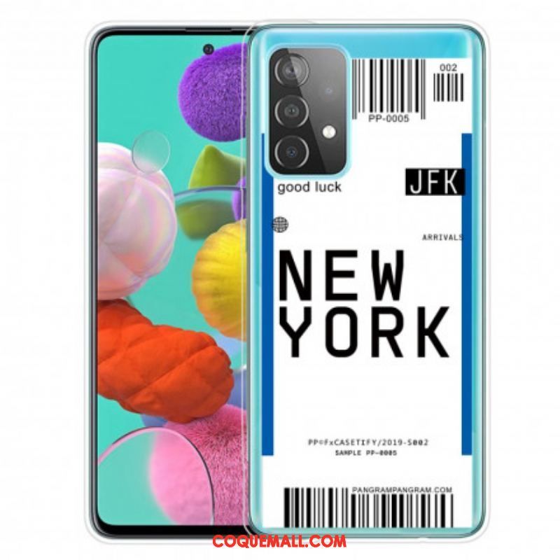 Coque Samsung Galaxy A52 4G / A52 5G / A52s 5G Boarding Pass to New York