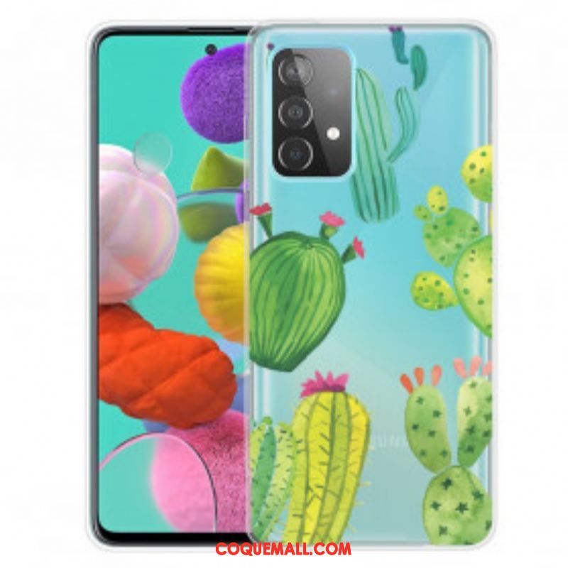 Coque Samsung Galaxy A52 4G / A52 5G / A52s 5G Cactus Aquarelle