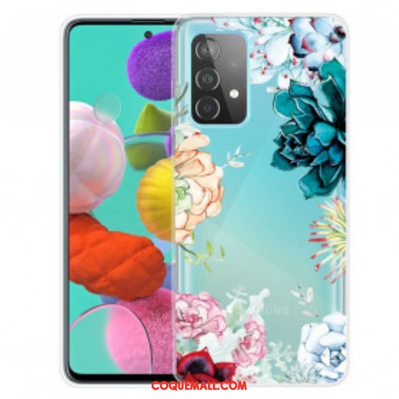 Coque Samsung Galaxy A52 4G / A52 5G / A52s 5G Fleurs Aquarelle