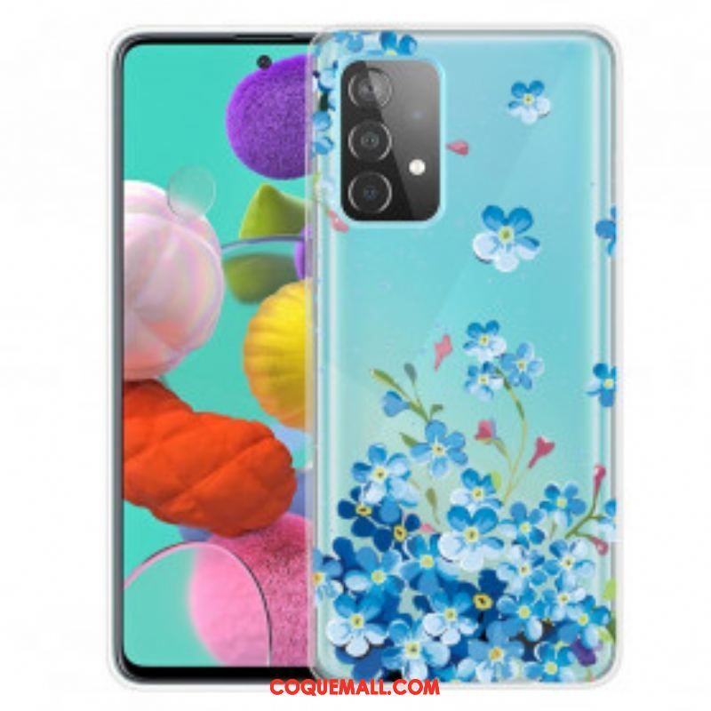 Coque Samsung Galaxy A52 4G / A52 5G / A52s 5G Fleurs Bleues