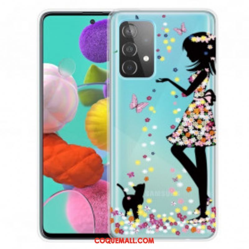 Coque Samsung Galaxy A52 4G / A52 5G / A52s 5G Jolie Tête Fleurie