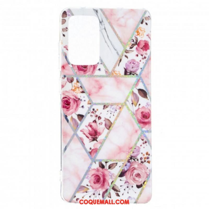 Coque Samsung Galaxy A52 4G / A52 5G / A52s 5G Marbrée Fleurs