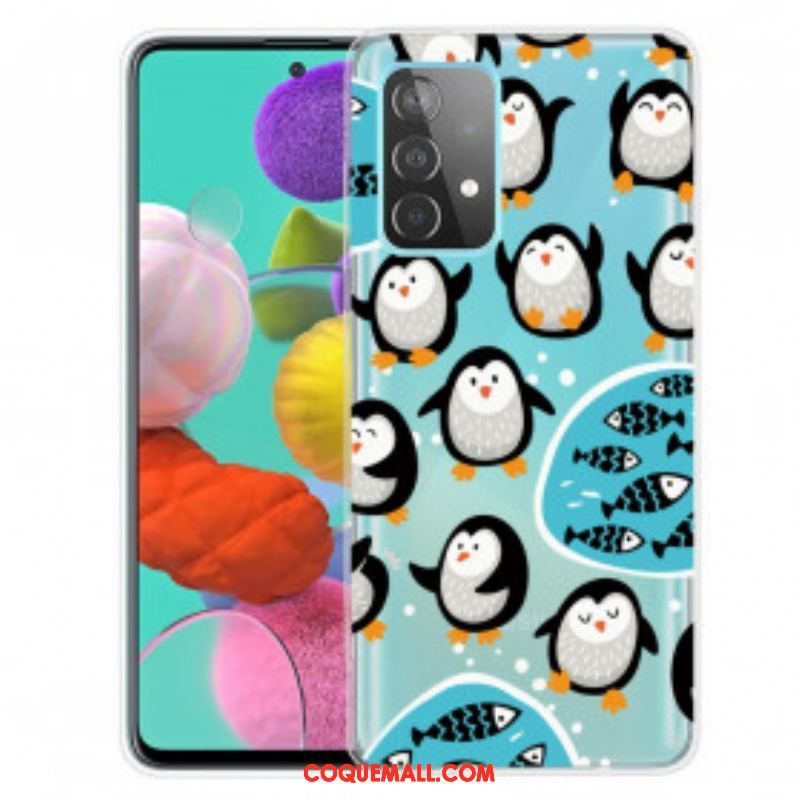 Coque Samsung Galaxy A52 4G / A52 5G / A52s 5G Pingouins et Poissons