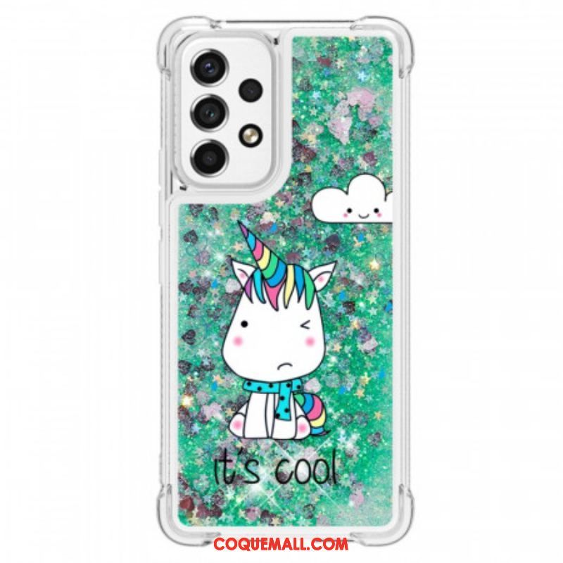 Coque Samsung Galaxy A53 5G Licorne Paillettes