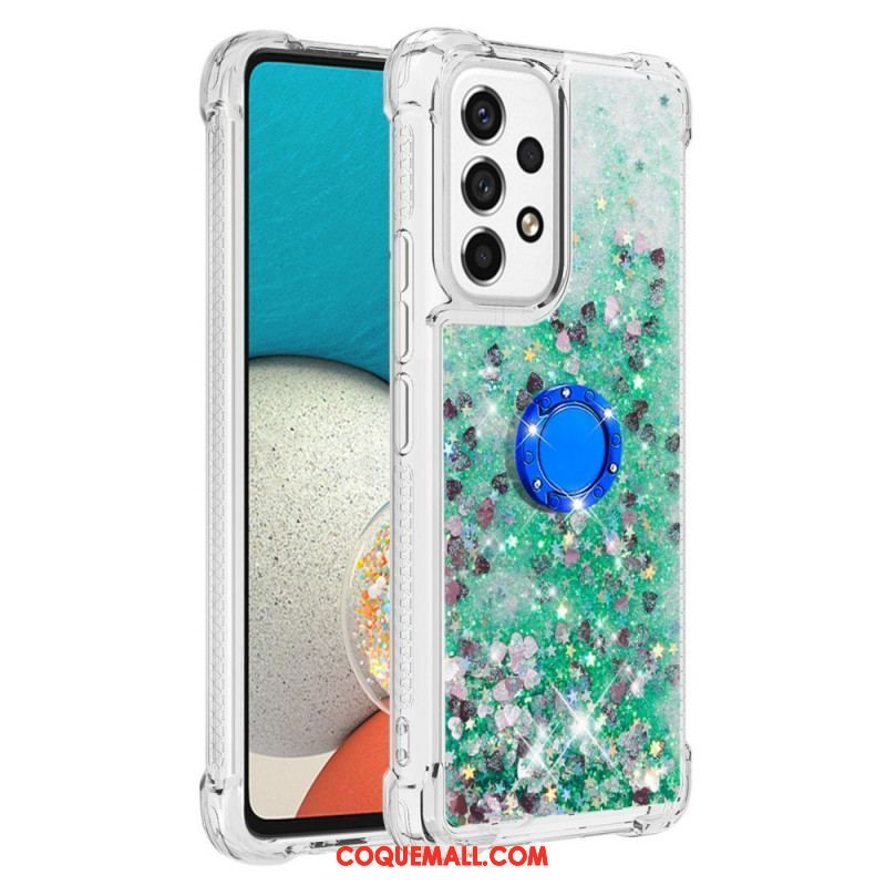 Coque Samsung Galaxy A53 5G Paillettes avec Anneau-Support