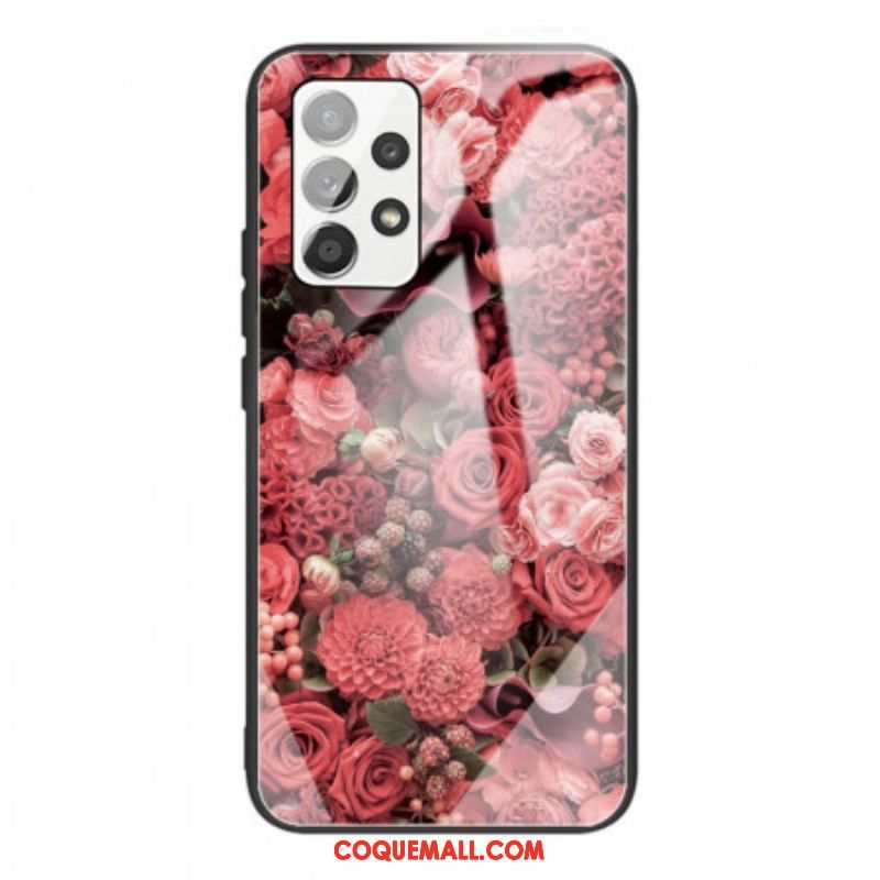 Coque Samsung Galaxy A53 5G Verre trempé Fleurs Roses