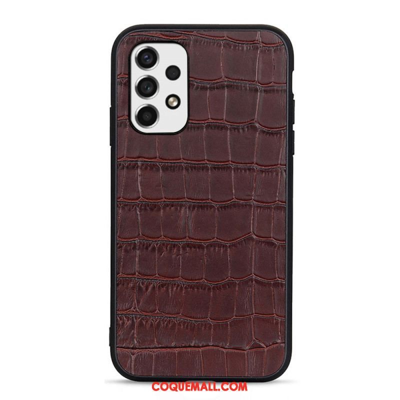 Coque Samsung Galaxy A53 5G Véritable Cuir Texture Crocodile