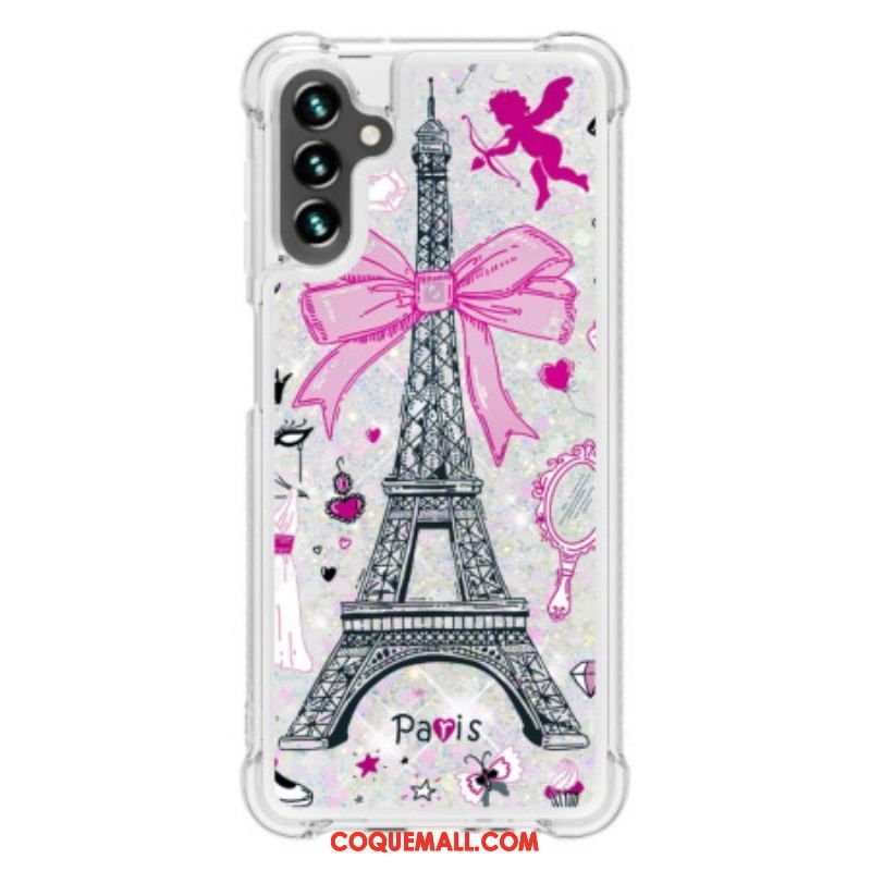 Coque Samsung Galaxy A54 5G Paillettes Tour Eiffel