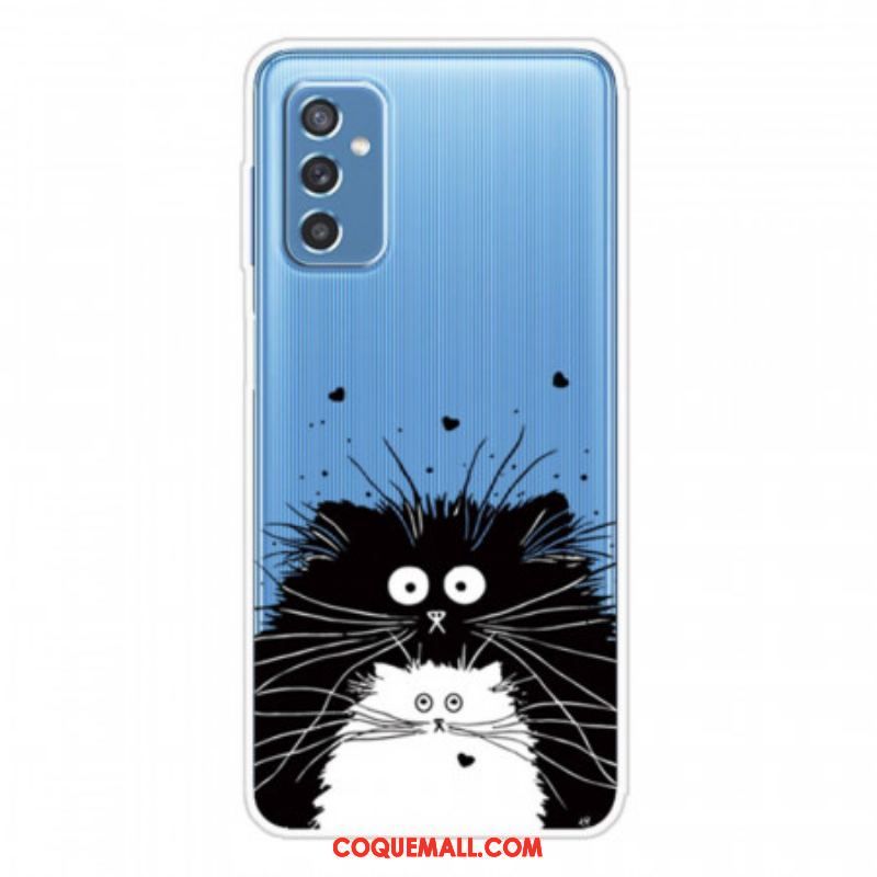 Coque Samsung Galaxy M52 5G Chats Noir et Blanc