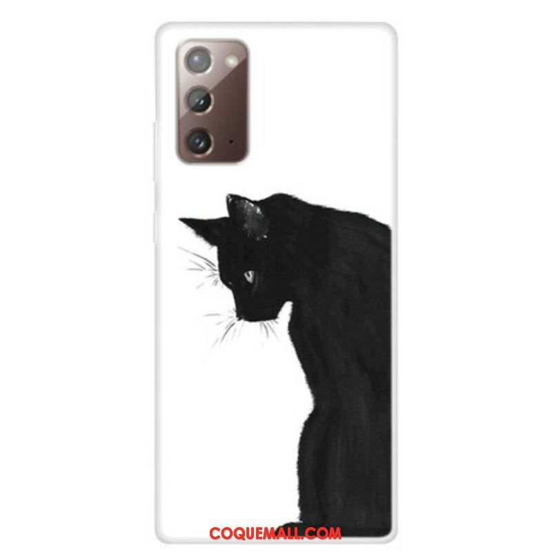 Coque Samsung Galaxy Note 20 Chat Noir Pensif