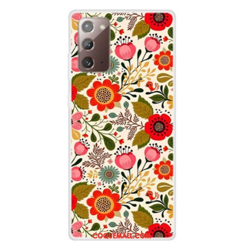 Coque Samsung Galaxy Note 20 Tapisserie Fleurie