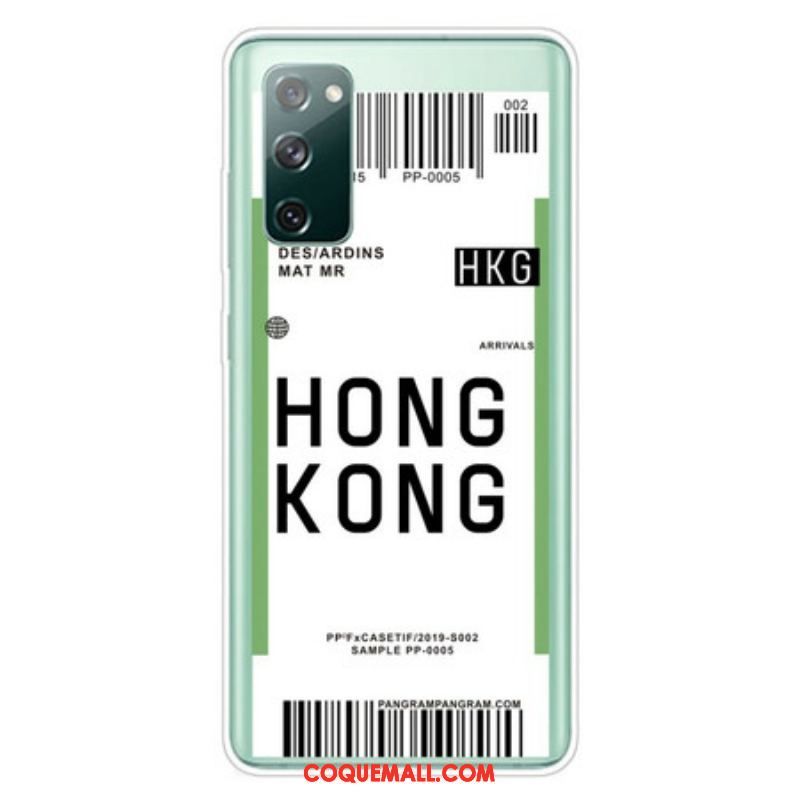 Coque Samsung Galaxy S20 FE Boarding Pass to Hong Kong