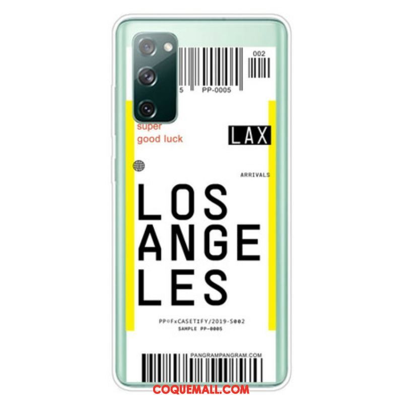 Coque Samsung Galaxy S20 FE Boarding Pass to Los Angeles