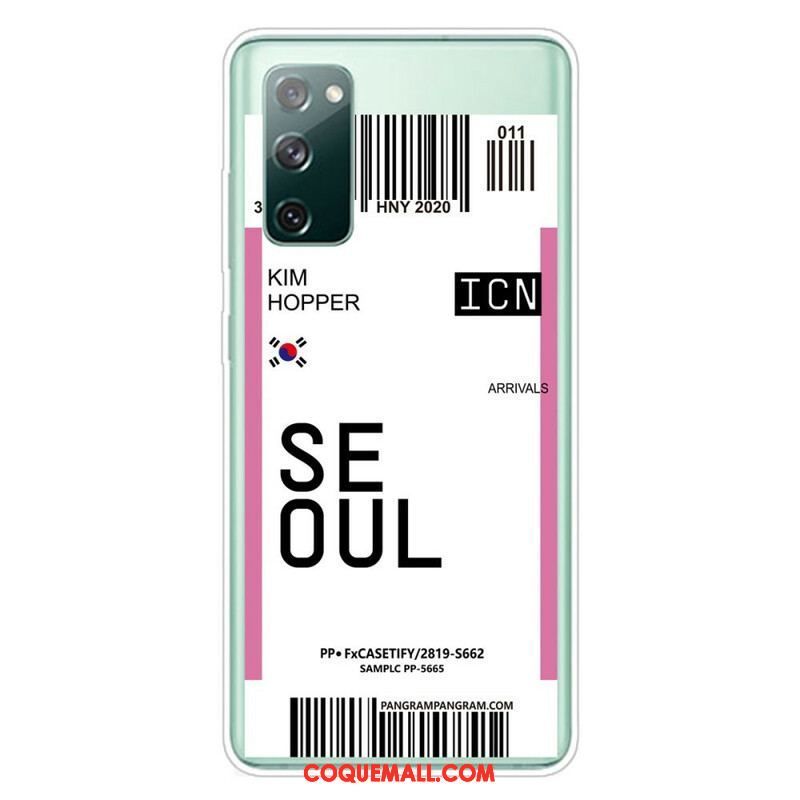 Coque Samsung Galaxy S20 FE Boarding Pass to Seoul