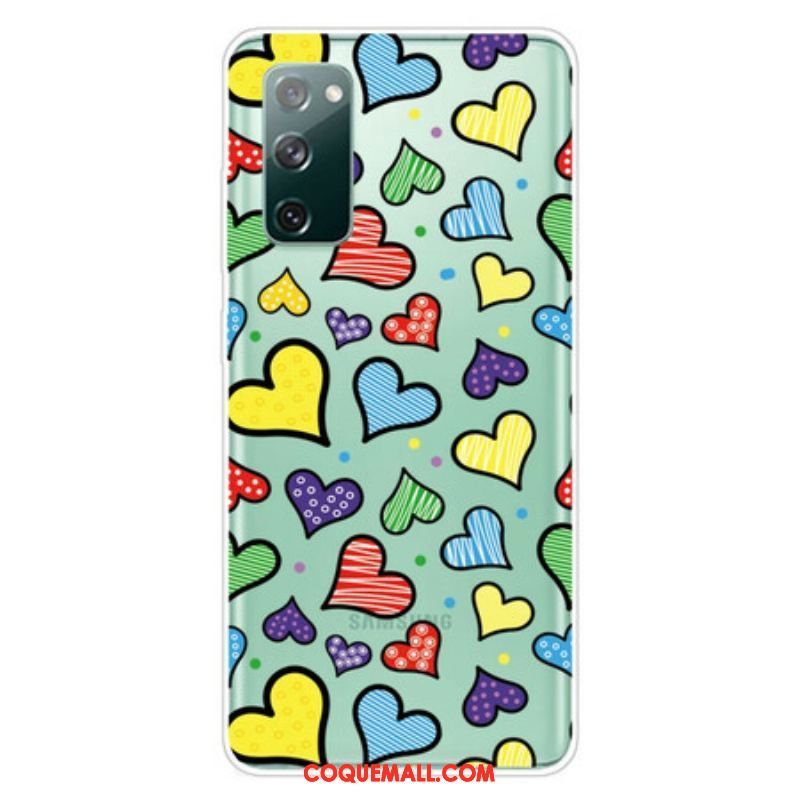 Coque Samsung Galaxy S20 FE Coeurs Multicolors