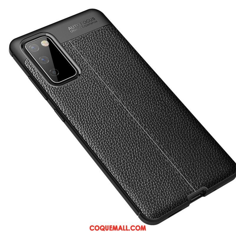 Coque Samsung Galaxy S20 FE Effet Cuir Litchi Double Line