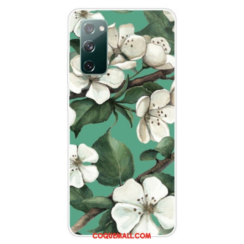 Coque Samsung Galaxy S20 FE Fleurs Blanches Peintes