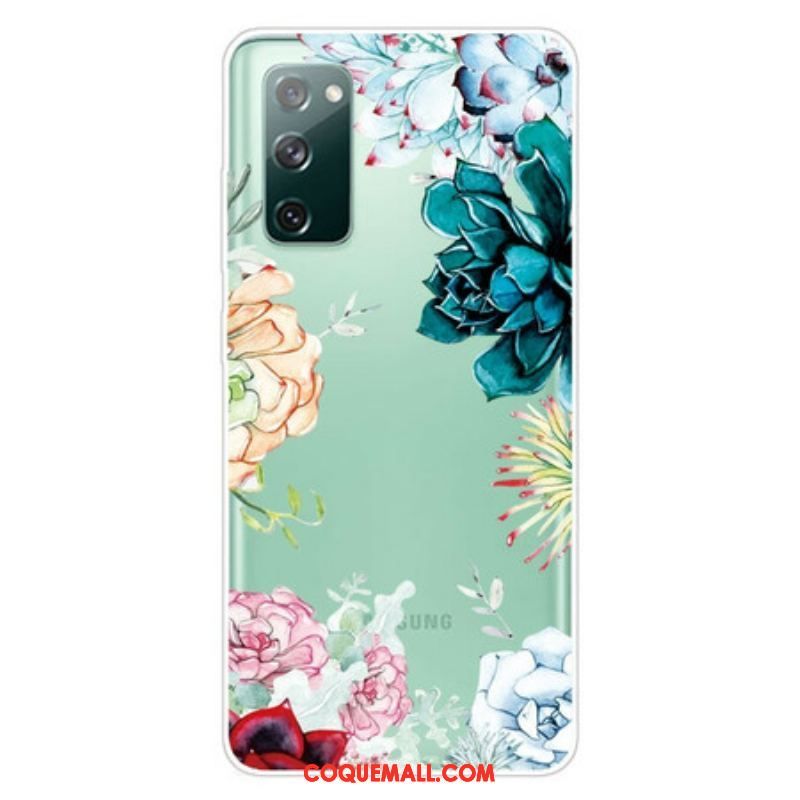 Coque Samsung Galaxy S20 FE Transparente Fleurs Aquarelle