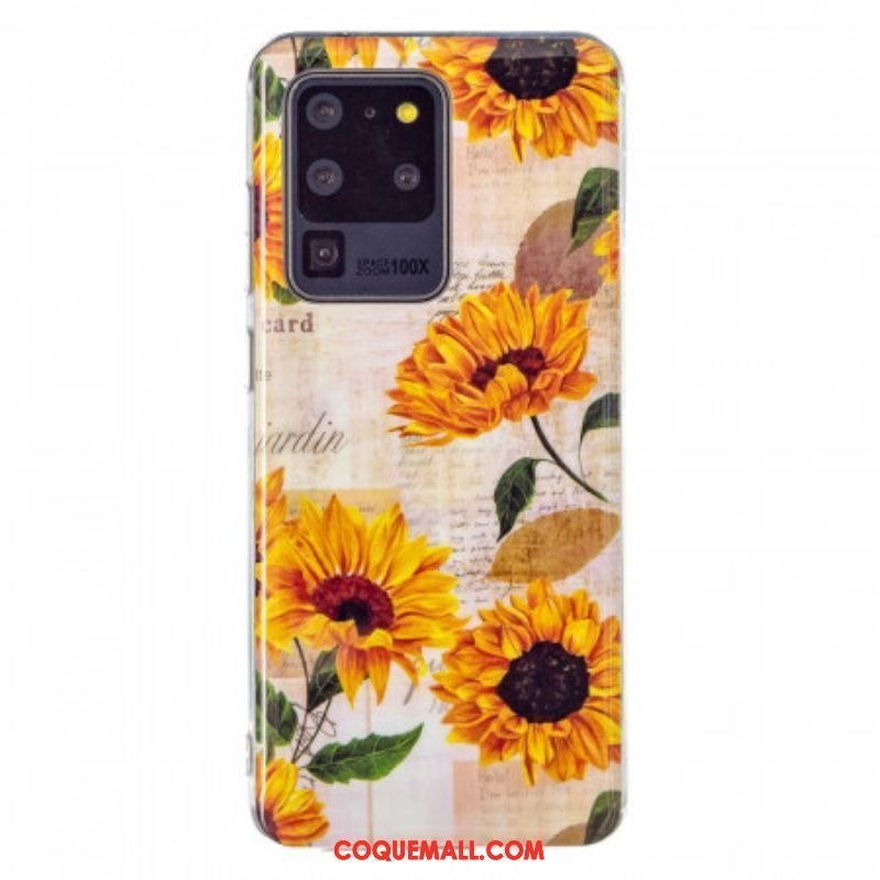 Coque Samsung Galaxy S20 Ultra Tournesols Fluorescentes